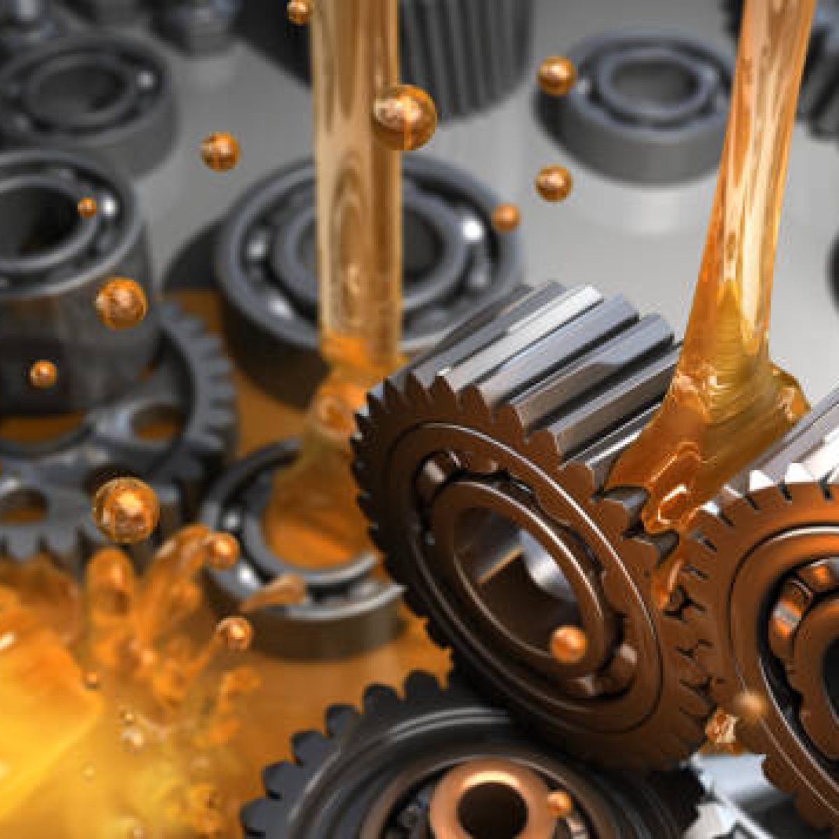 Lubricant and Gears - 3D Rendering